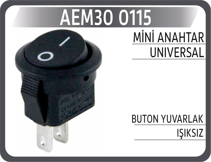 Mini Anahtar Universal Buton Yuvarlak İşiksiz