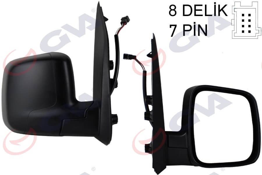 Diş Dikiz Aynasi Sağ Fiorino-Bipper-Nemo 07> Elektrikli İsitmali Sensörlü Konveks 7 Fiş VM-6115EHSR
