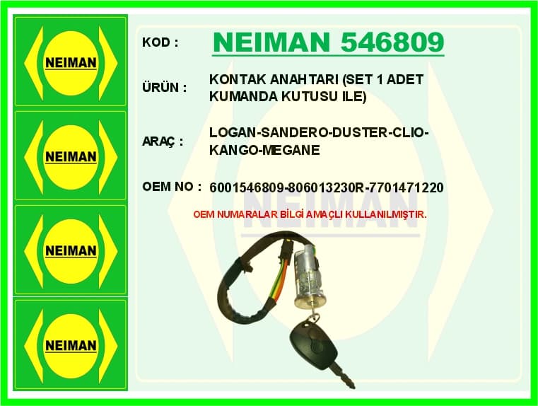 Kontak Anahtarı Set 1 Adet Kumanda Kutusu İle Logan-Sandero-Duster-Clio-Kango-Megane