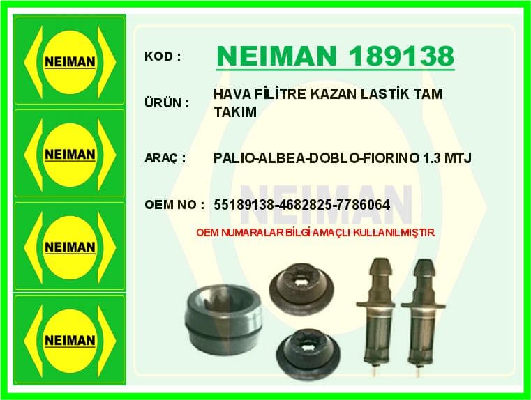 Hava Filitre Kazan Lastik Tam Takım Palio-Albea-Doblo-Fiorino 1.3 MTJ