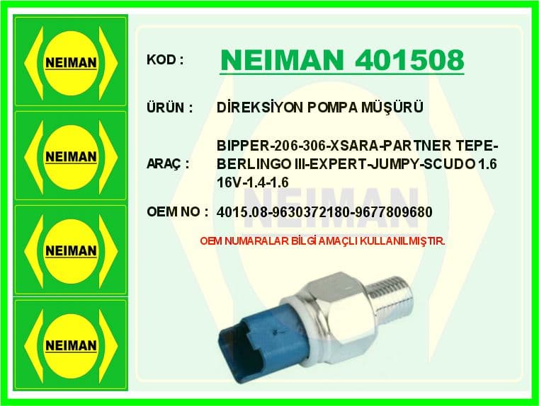 Hidrolik Direksiyon Yağ Müşürü P206-P306-P406-Bipper-Expert-Partner Tepee-Berlingo III-Xsara-Nemo -Jumpy-C5-Scudo 1.4-1.6-1.8-2.0