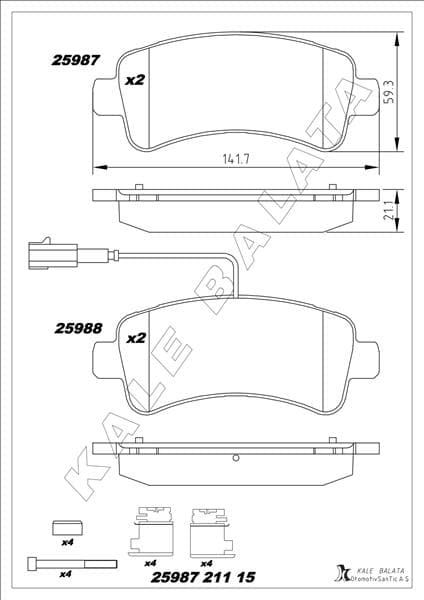 Disk Fren Balatası Arka Jumper 2.0D/2.2D3.0D 04/06>DUCATO 40 2.3D-Boxer 2.0D/2.2D/3.0D