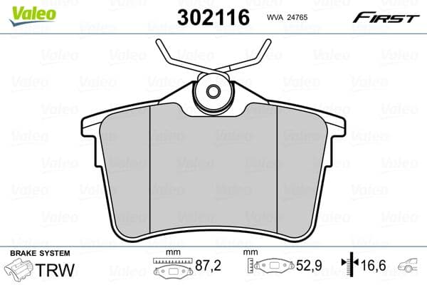 Arka Fren Balatası P307 00>09 P308 07>14 Partner 08> Partner Tepee 08> Berlingo 08> C4 04>16 Xsara Picasso 99>11 DS4 15>18