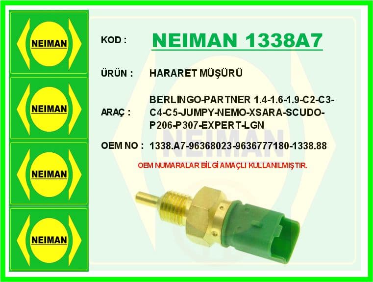 Hararet Müşürü Berlingo-Partner 1.4-1.6-1.9-C2-C3-C4-C5-Jumpy-Nemo-Xsara-Scudo-P206-P307-Expert-LGN