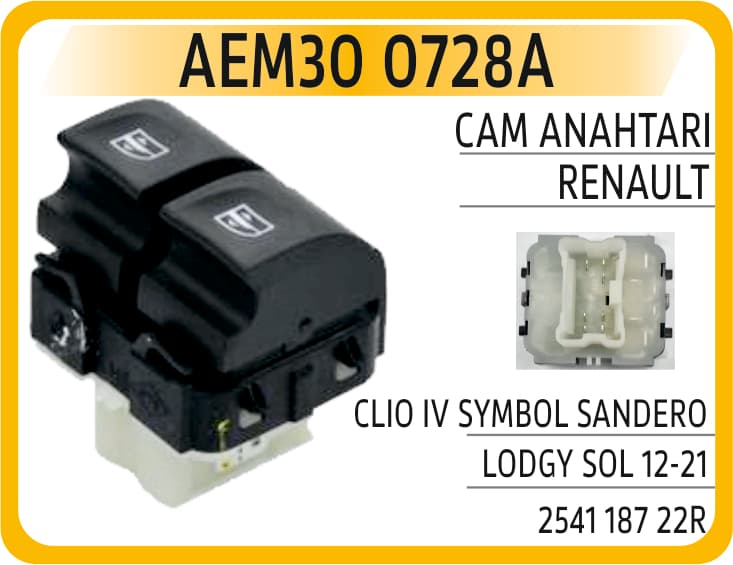 Cam Anahtarı Renault Clio IV Symbol Sandero Lodgy