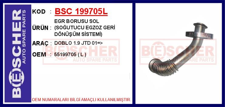 Egr Borusu Sol Soğutucu Egzoz Geri Dönüşüm Sistemi Doblo 1.9 JTD 01 >