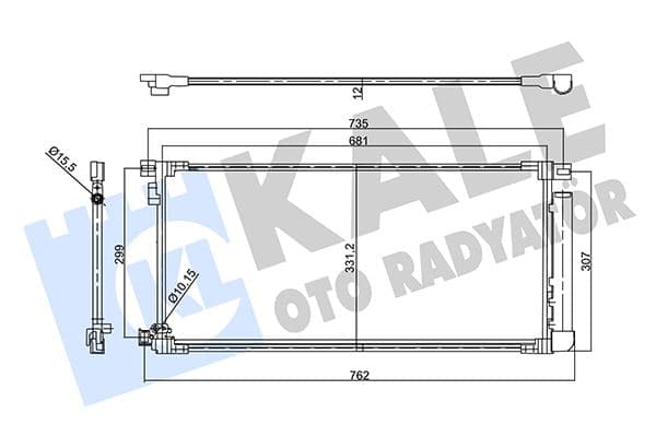 Kondenser Al/brz Toyota Auris 1.2 Vvti 15-18 -Auris Touring Sports 1.2 Vvti 15-18- Kurutuculu