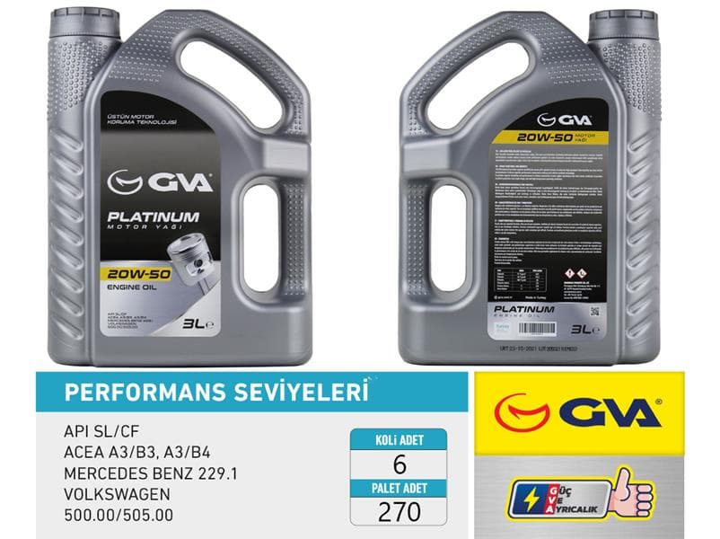 Motor Yağı 20W50 3 LT Platinum Mineral Api SL/CF