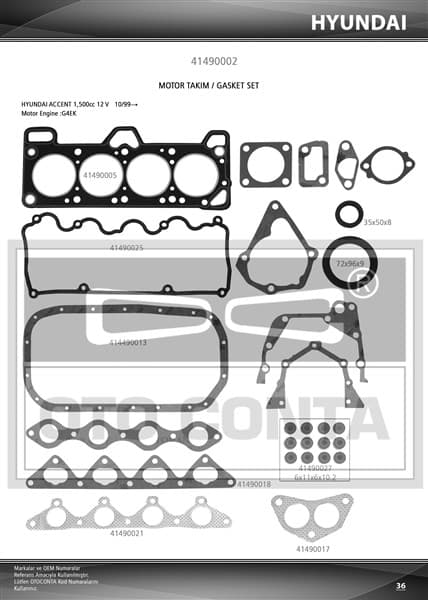 Takım Contası Keçeli Hyundai Accent 1.5 12V