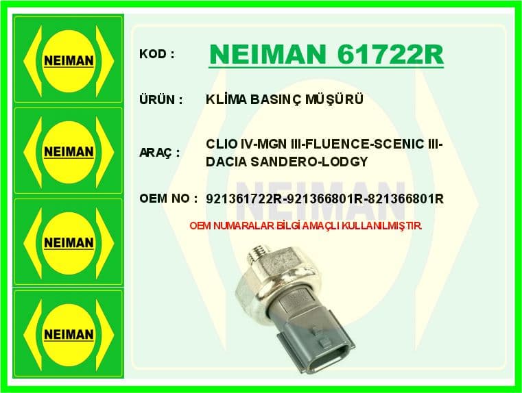 Klima Basinç Müşürü Clio IV-MGN III-Fluence-Scenic III-Dacia Sandero-Lodgy