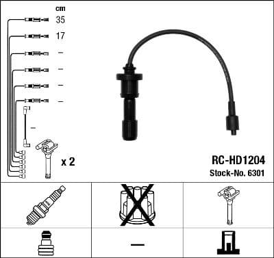 Buji Kablosu Hyundai Sonata 2.0L 4G63 16V Dohc 99-> 2 Li Bobin Kablosu RC-HD1204