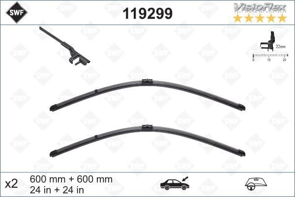 Silecek Supurgesi Takımı 600mm / 600mm Mercedes W204 S204 C204 C218 X218 W212 S212 C207 A207 SWF