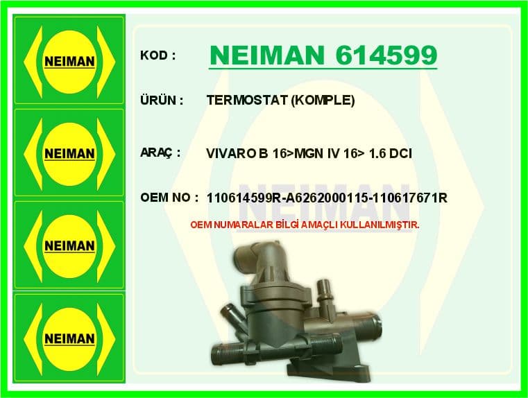 Termostat 80 C Mercedes OM622 OM626 W205 W447 . Renault R9M 1.6 dCi Megane Scenic Fluence Sokulebi Lir Kapaklı