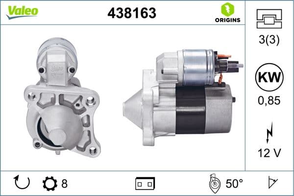 Marş Motoru 12 V 0.85 KW 8 Diş Renault Megane II 02>08 Clio II 98>05 Kangoo 97> Laguna II 01>07 Loga N 06> Fluence 09> 1.4-1.6 16V