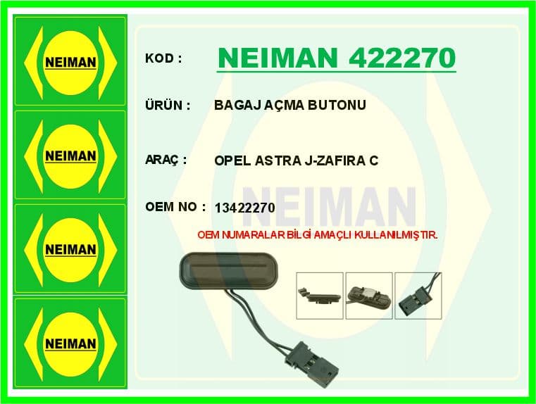 Bagaj Açma Butonu Düğme-Swici Opel Astra J 10>15-Zafira C 10>18