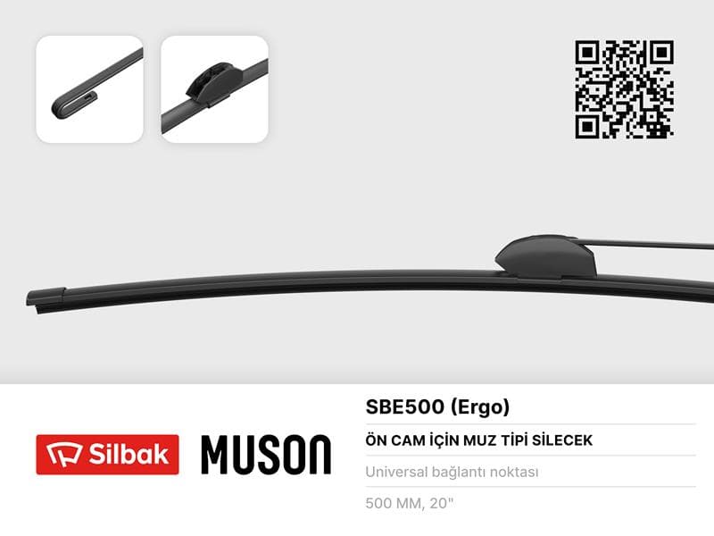 Silecek Süpürgesi Muz Tipi 500mm Üniversal Kancali Ergonomik