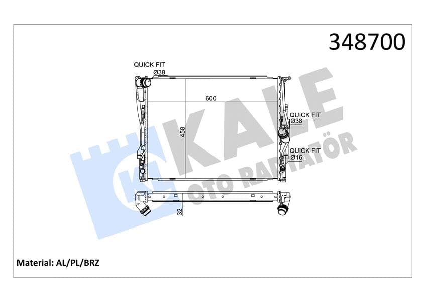 Motor Su Radyatörü BMW N45 N46 E81 E82 E87 E88 E90 E91 E92 E93 E84