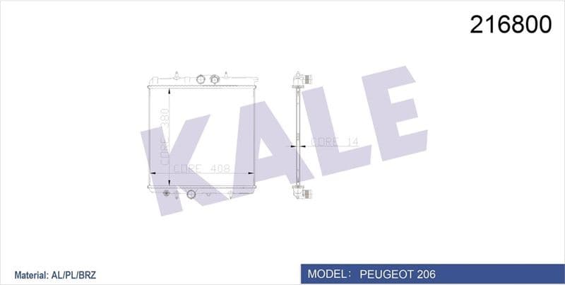 Radyatör 206 98> 1.0-1.4-1.6 16V Mek Klimasiz 415x380x25