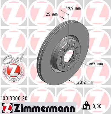 Fren Diski Ön VW Passat-GOLF5-GOLF6-GOLF7-Caddy-A3-Leon-Ford Connect 23> Çap: 312mm. Kalinlik: 25mm Delik: 5
