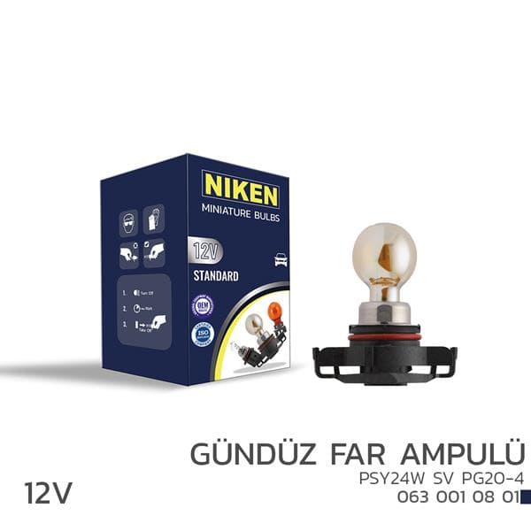 Niken 12V PSY24W Gündüz Far Ampulü PG20-4 10L
