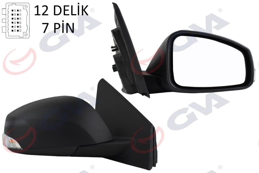 Diş Dikiz Aynasi Sağ Megane-Fluence 08> Elektrikli İsitmali Sinyalli Konveks 7 Fiş VM-6138EHR