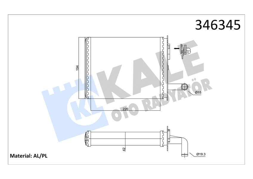 Kalorifer Radyatörü Brazing Palio Musluklu 233x195x32