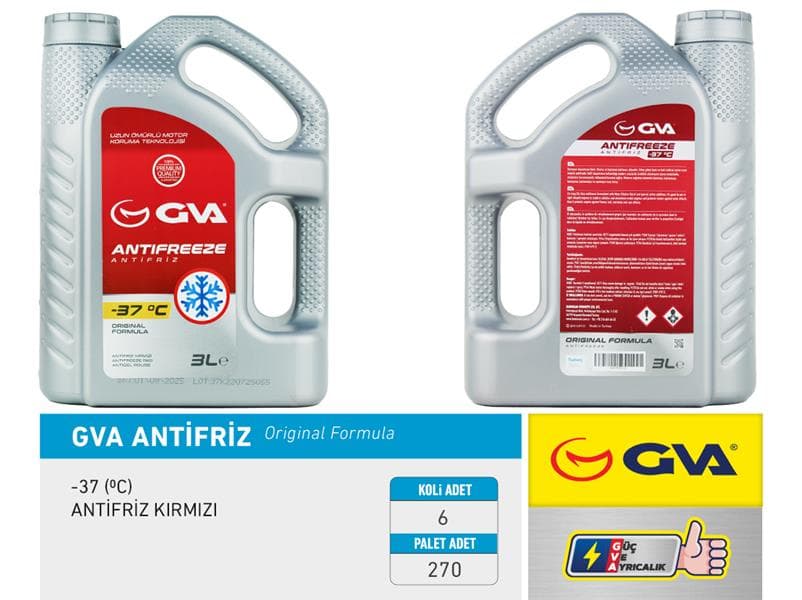 Antifriz 3 LT -37 C Kırmızı Long Life Koli 6 Ad Organik