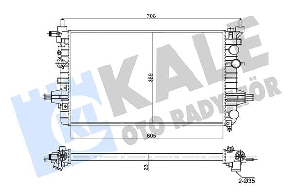 Su Radyatörü Opel Astra H 04 >Zafira 05 > 1.6 1.8 MT Ac Nac Mekanik 605x359x23