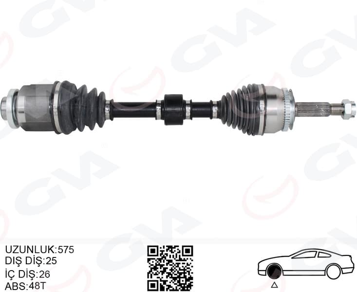Komple Aks Sağ Getz 1.5 CRDi 03-09 Abs Li 48DİŞ 578mm
