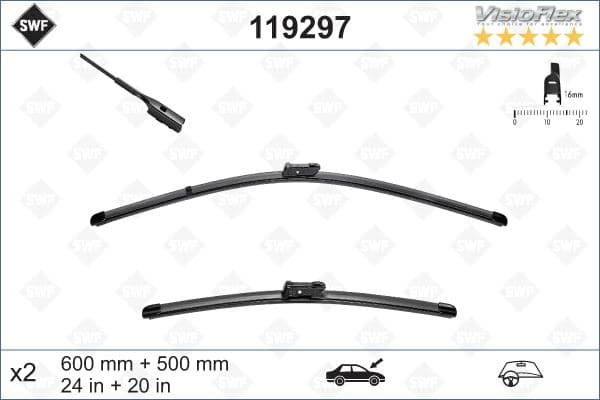 Silecek Süpürgesi Ön Audi A4-A5-Q3-Q5-Macan 2008 > 600 X 500 MM
