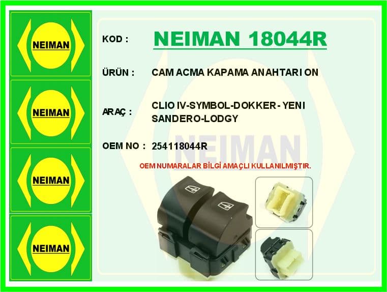 Cam Açma Kapama Anahtarı Ön Clio IV-Symbol-Dokker- Yeni Sandero-Lodgy