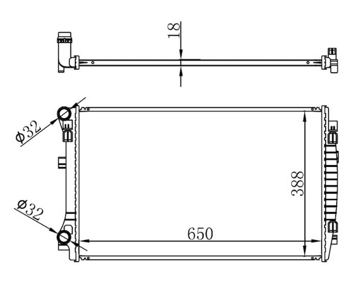 Radyatör Brazing Golf VII-A3 1.2-1.4-1.6TDİ 12 > Mek 650x395x22