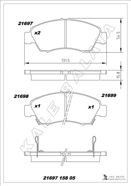 Ön Fren Balata Küçük Tip Honda Civic 1.6L D16 Si Enjeksiyonlu 92-95 1.4L D14A Euro 96-00 / Jazz 1.4L L13A GD 02-08