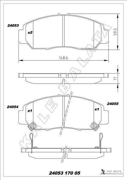 Ön Fren Balata Honda Civic 1.6L R16A2 Vtec Sedan FD6 06-11 / 1.8L R18A2 FD7 06->