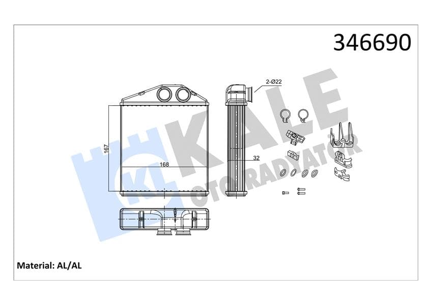 Kalorifer Radyatörü Opel Corsa C-Comco C-Tigra Twintop 1.2-1.4-1.8-1.3CDTI-1.7CDTI 00>