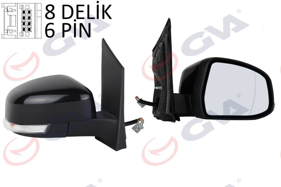 Diş Dikiz Aynasi Sağ Ford Focus 08> Elektrikli-İsitmali-Sinyalli-Siyah-Asferik 6 Fiş VM-6304EHAR