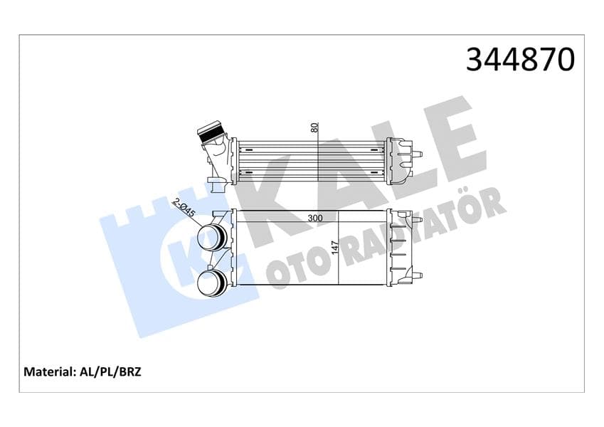 Turbo Radyatörü İntercooler P308-P3008-P5008-Partner Tepee-C4-DS4-Berlingo III 300X150 Al/pl/brz
