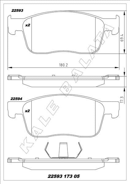 Ön Fren Balatası Fiat Scudo 23> Zafira Life 19> Vivaro C 19> Jumpy III 16> Expert 16> Toyota Proace 16> 304 MM