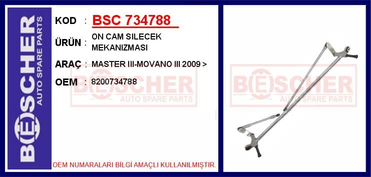 Cam Silecek Mekanizmasi Renault Master III 10> Motorsuz