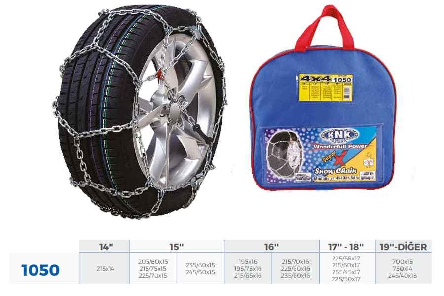 Patinaj Zinciri 4x4 Jeep - Minibüs Ve Hafif Tic.araç Zincir Ebatlari İçin Resime Bakiniz