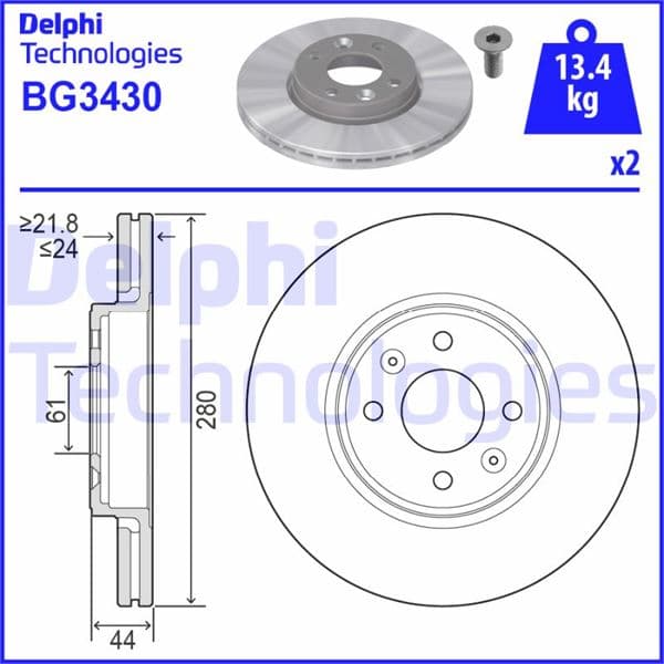 Ön Fren Aynasi Diski Renault Clio II 98> Clio III 05> Megane I 96> Megane II 02> Scenic I 96> Scen İc II 02> Captur 13> Dacia Dokker 12> Lodgy 12> 280x24x4 Delik Havali