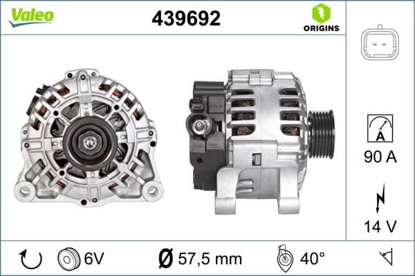 Alternatör 14V 90A Bipper-Nemo-P206-P406-Partner-Partner Tepee-Berlingo-Xsara-C5-Jumpy TU1JP