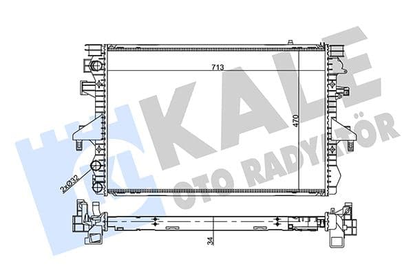 Su Radyatörü VW Transporter V-Multivan V 1.9TDI 2.0 03-09 MT Ac Nac Mekanik 713x470x34