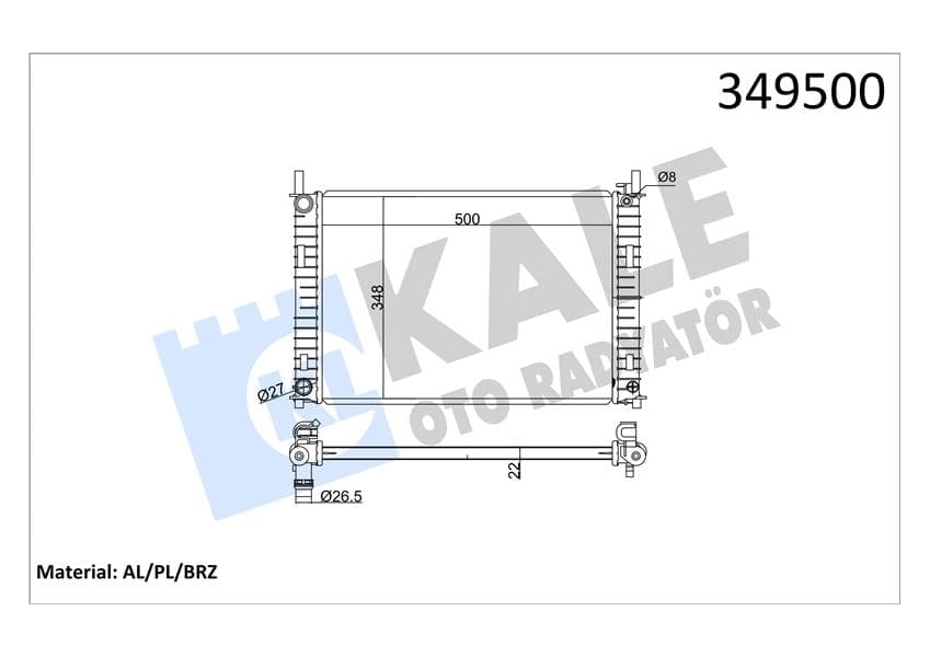 Motor Su Radyatörü Fiesta 1.25 16V 1.4 16V 1.4TDCI 01>08 Mazda II 1.4CD Manuel Brazing Versiyonu