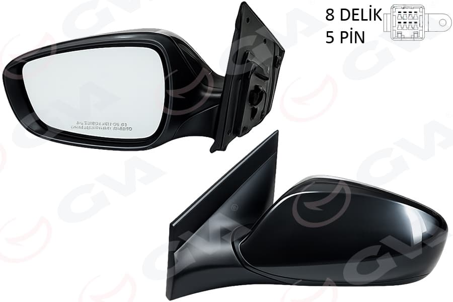 Diş Dikiz Aynasi Sol Blue 12> Elektrikli İsitmali Siyah Kapak Düz Cam 5 Fiş VM-6451EL