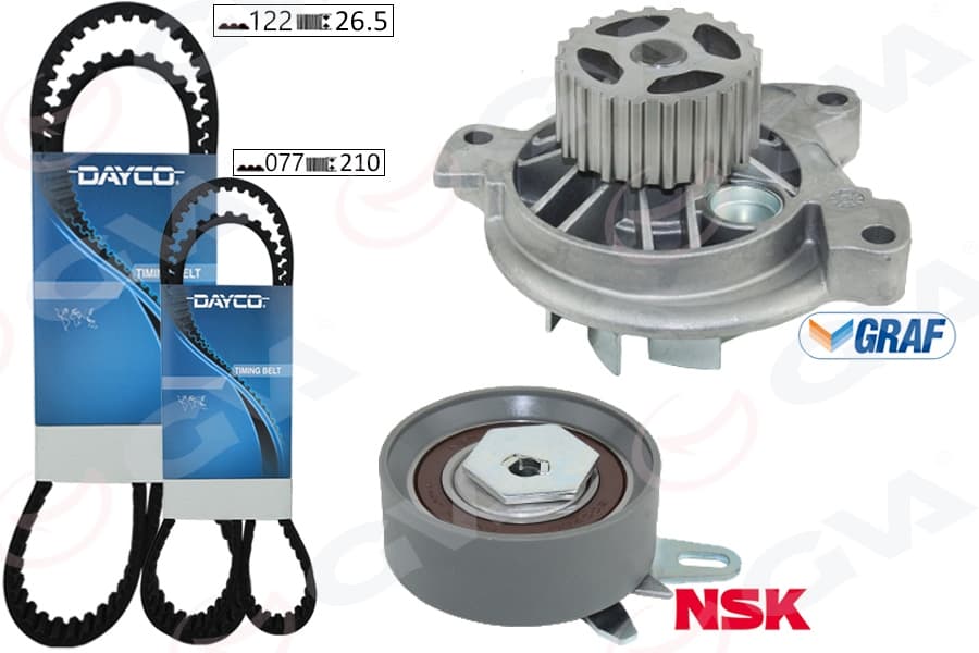 Devirdaimli Triger Seti 122x26.5 Transporter T4 2.4D 90-03 Aja K065323XS 2 Kayış 1 Gergi