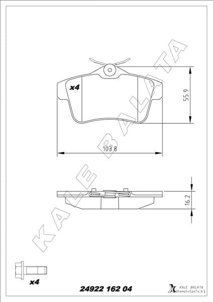 Arka Fren Balatası Peugeot P3008 09>16 P5008 09>17 P508 10>18 P308 Gti-RZC 10>14 Citroen C4 09>16 DS4-DS5 11>15
