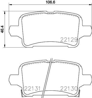 Arka Fren Balatası Opel Astra K 1.0-1.4-1.4T-1.6T-1.6 Cdti 16>22 106.5x46.3x16.6