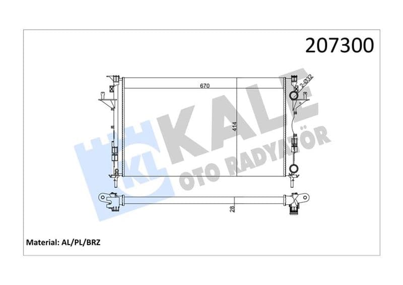 Radyatör LGN II 1.6-1.8-2.0-1.9 dCi Ac Mek Otom 670x399x26 2 Sira Al Sistem
