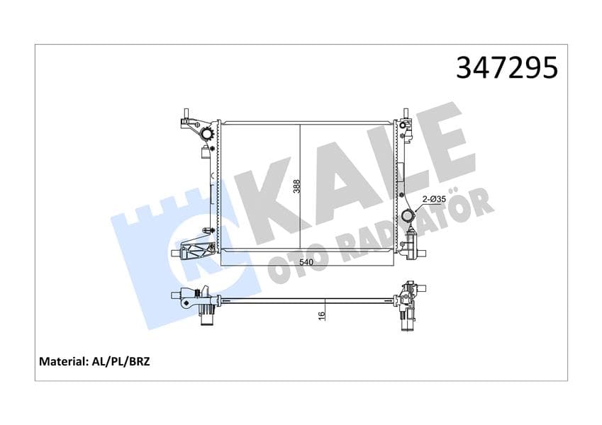 Motor Su Radyatörü Fiat Egea 16> 1.4 540x392x16